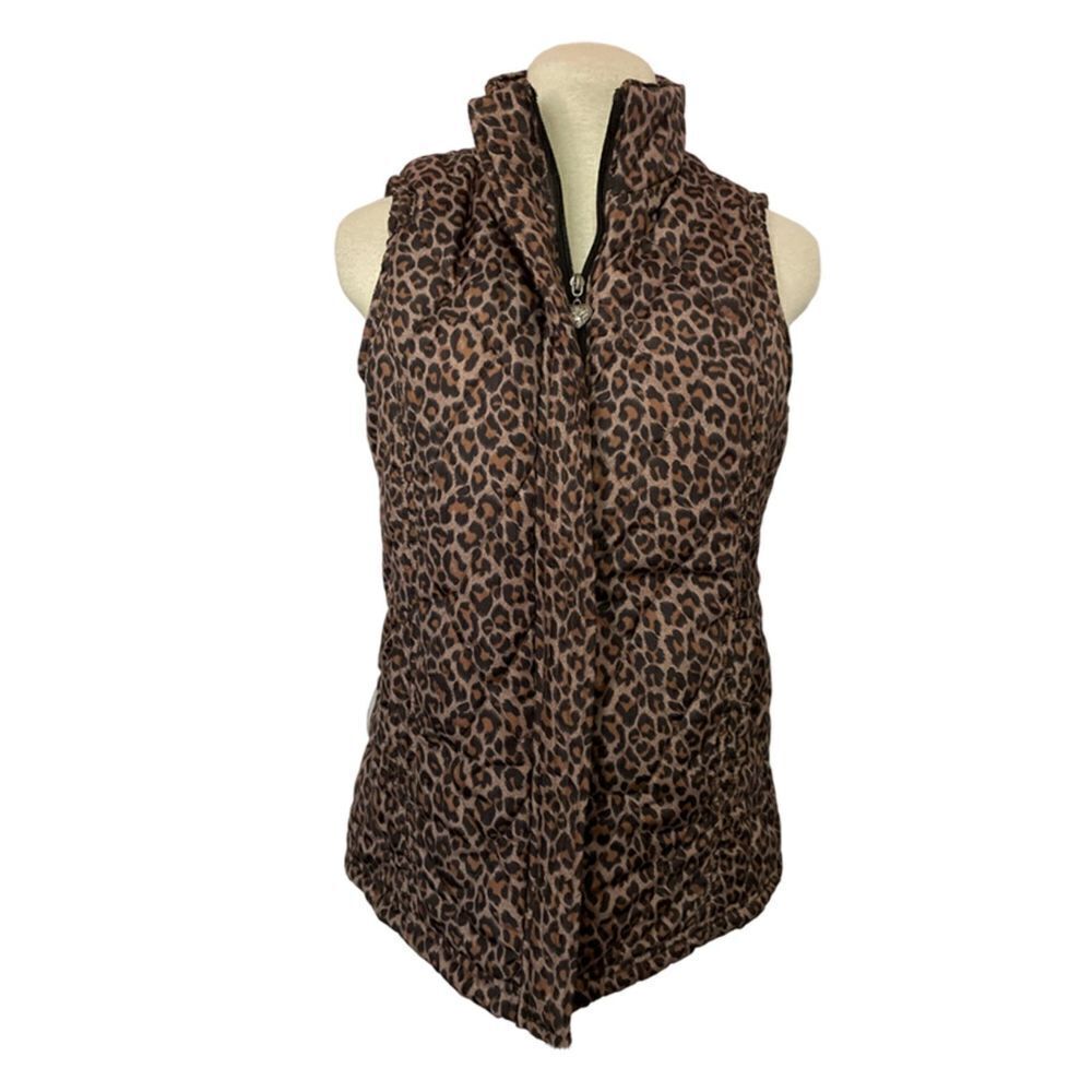 MIFRESIA women's brown leopard print puffer vest - Size S